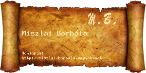 Miszlai Borbála névjegykártya